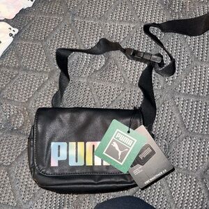 PUMA Black Belt Bag with Multicolor Logo